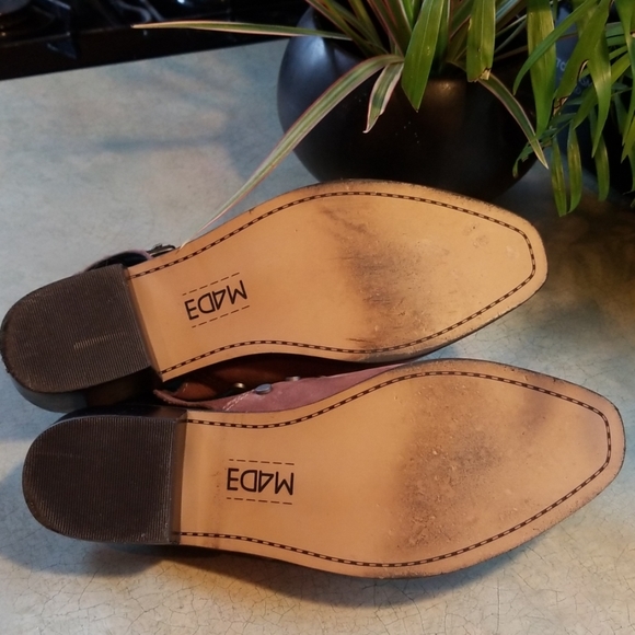 COOL M4DE SUEDE STUDDED SHOES W/DOUBLE STRAP HEELS - Picture 5 of 5